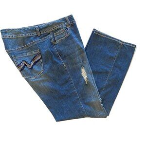 Lane Bryant SZ 20 Women’s Cotton Distressed Bootcut Jeans with Stitched Pockets